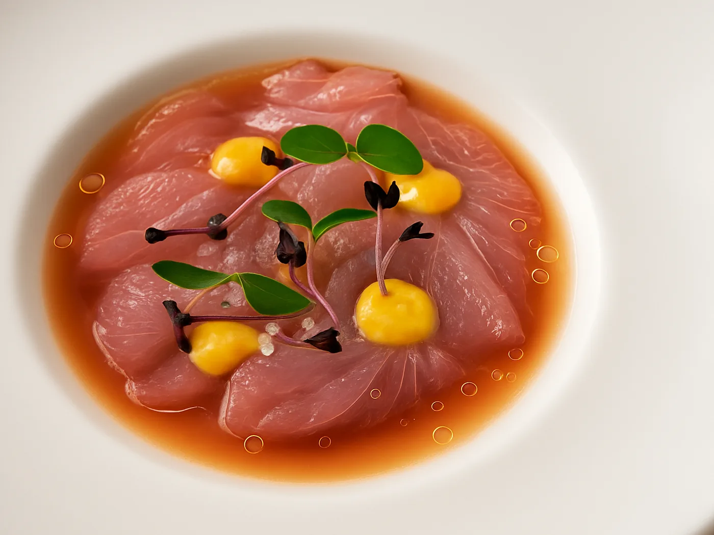 Crudo di tonno con agrumi e basilico