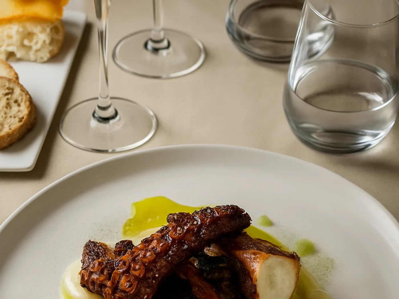 Polpo arrosto con contorno di stagione